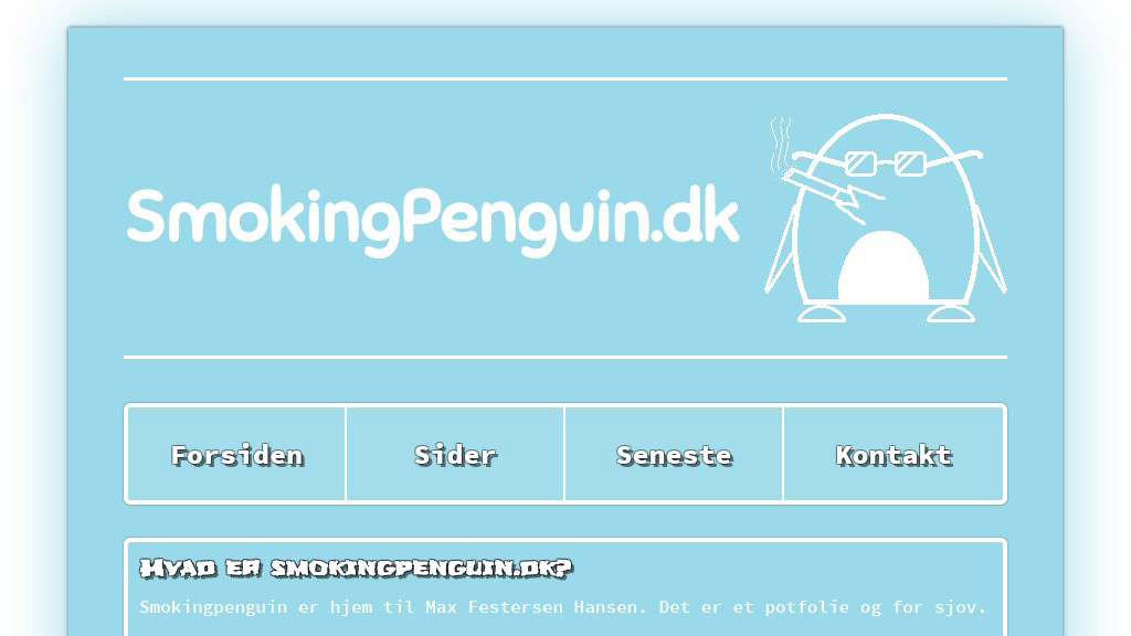 Screenshot af forsiden smokingPenguin.dk.
